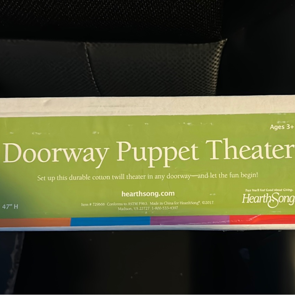 Colorful Doorway Puppet Theater- new, never opened